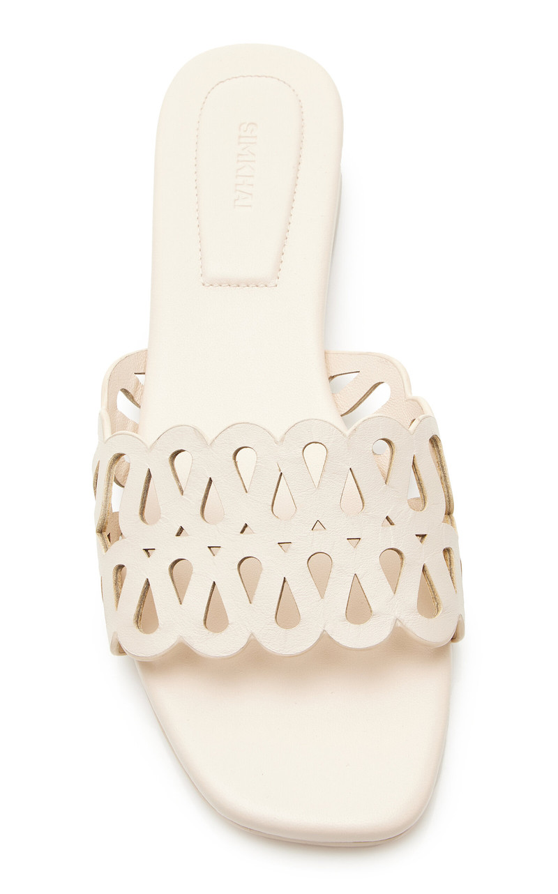 SIMKHAI McCall Laser-Cut Leather Sandals white outlook