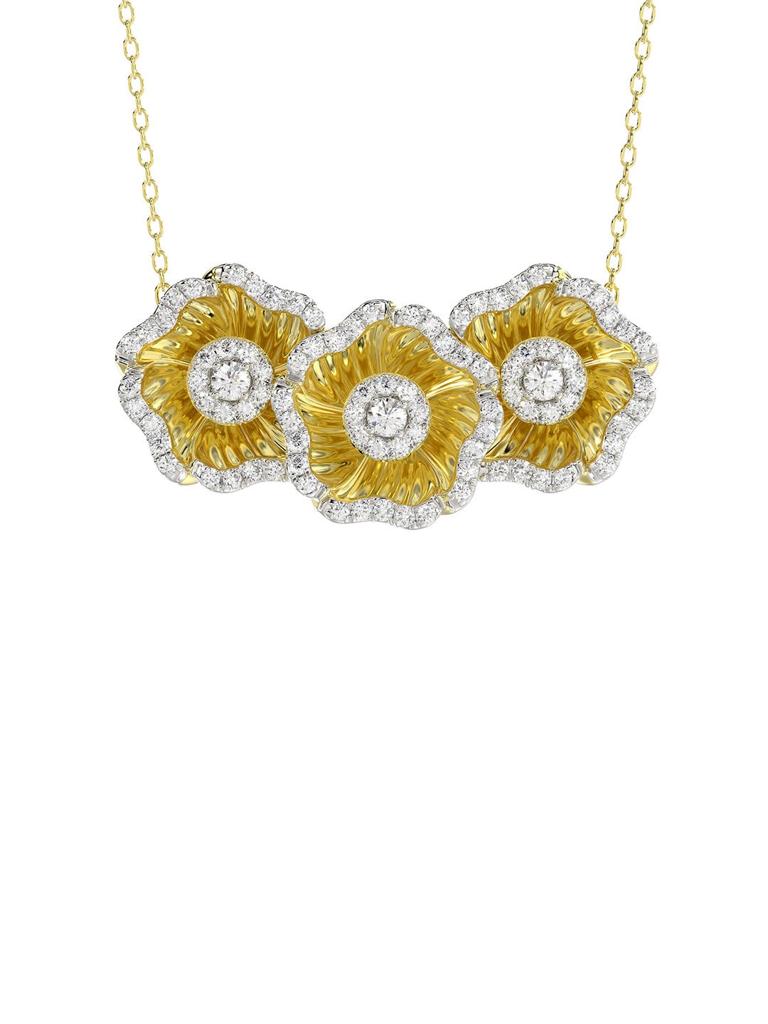 HALO FLOWER YELLOW PENDANT NECKLACE - 2