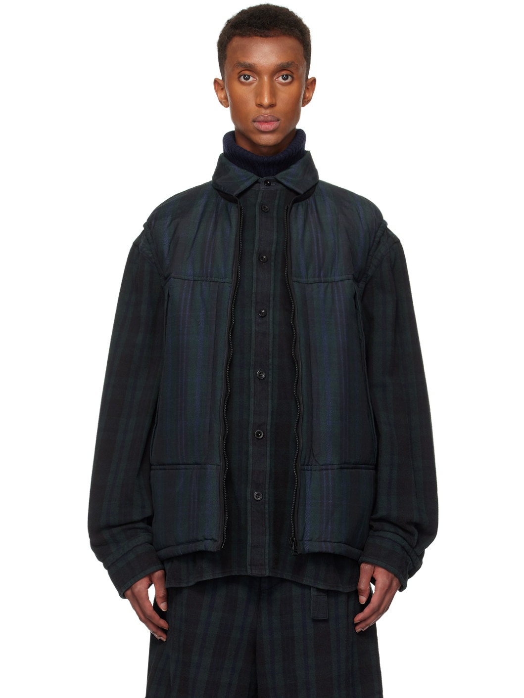 Black & Green Plaid Jacket - 1