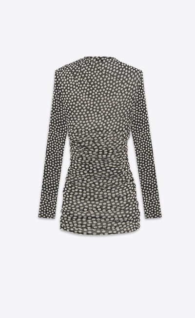 SAINT LAURENT ruched dress in dotted tulle outlook