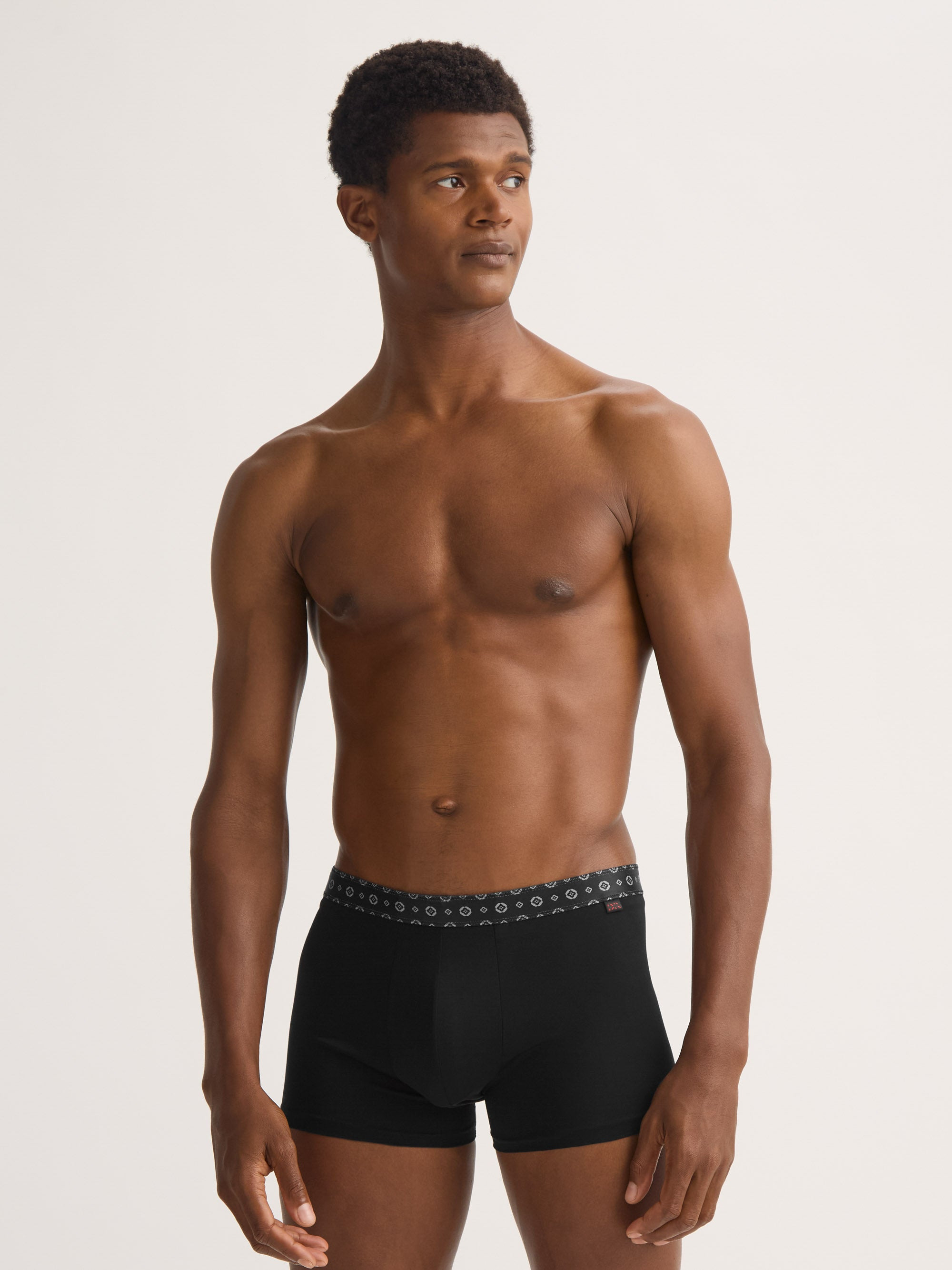 Men's Boxer Briefs Pima Cotton Stretch Black with Rose Motif Band - 4
