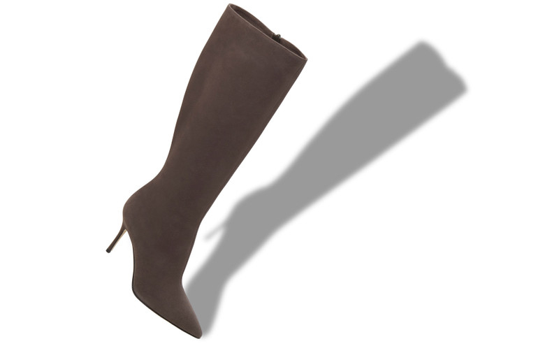 Manolo Blahnik Brown Suede Knee High Boots outlook