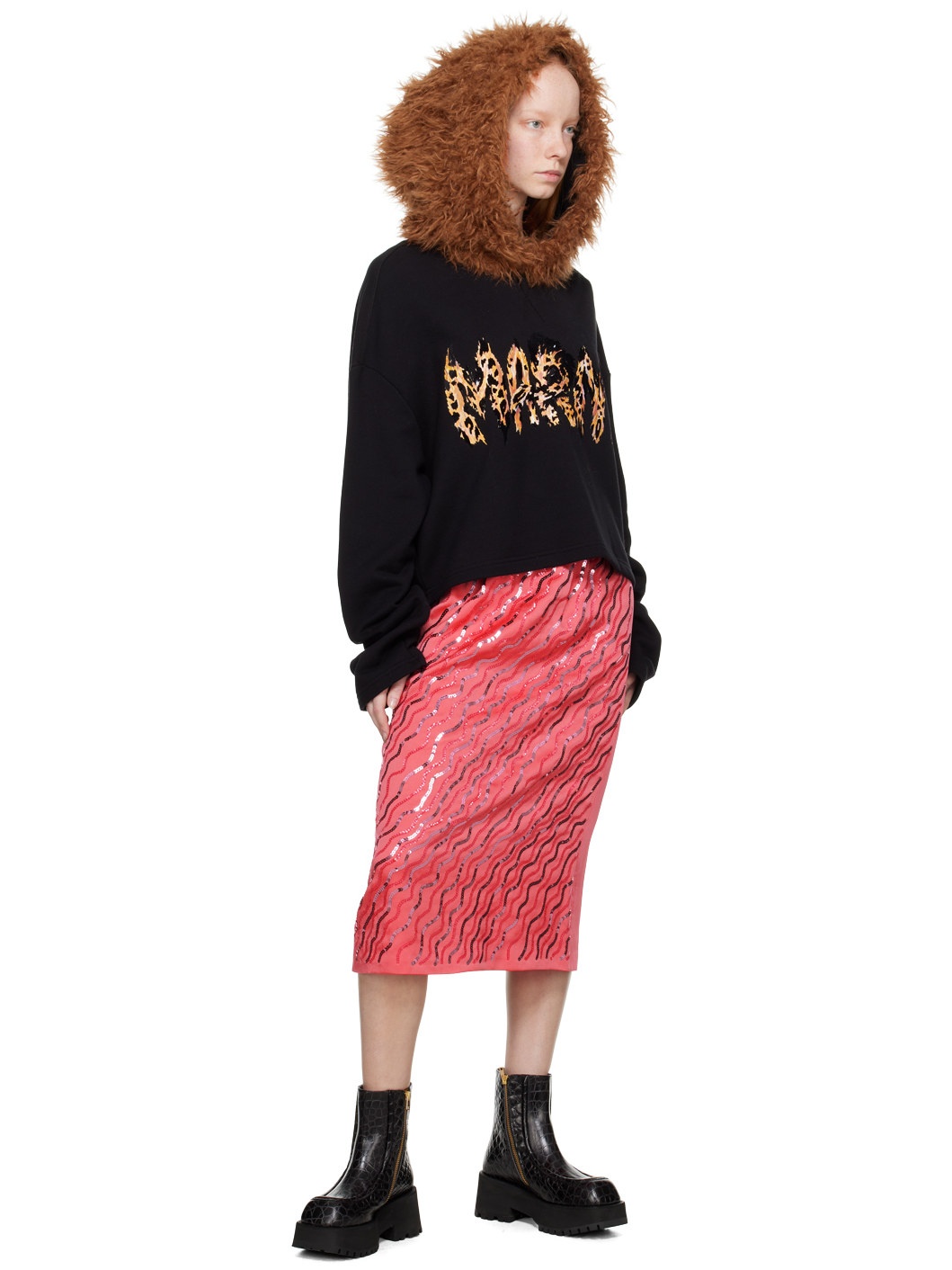 Pink Sequin Midi Skirt - 4