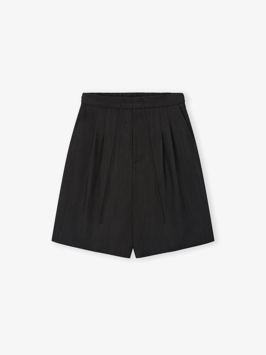 Striped Wool Baggy Shorts - 1