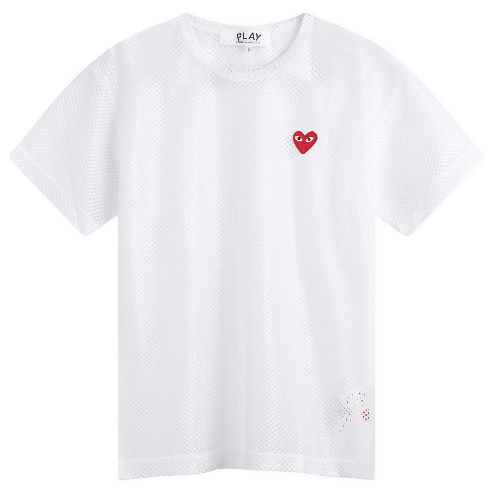 Comme des Garçons Play Mesh T-Shirt Red Emblem - 1