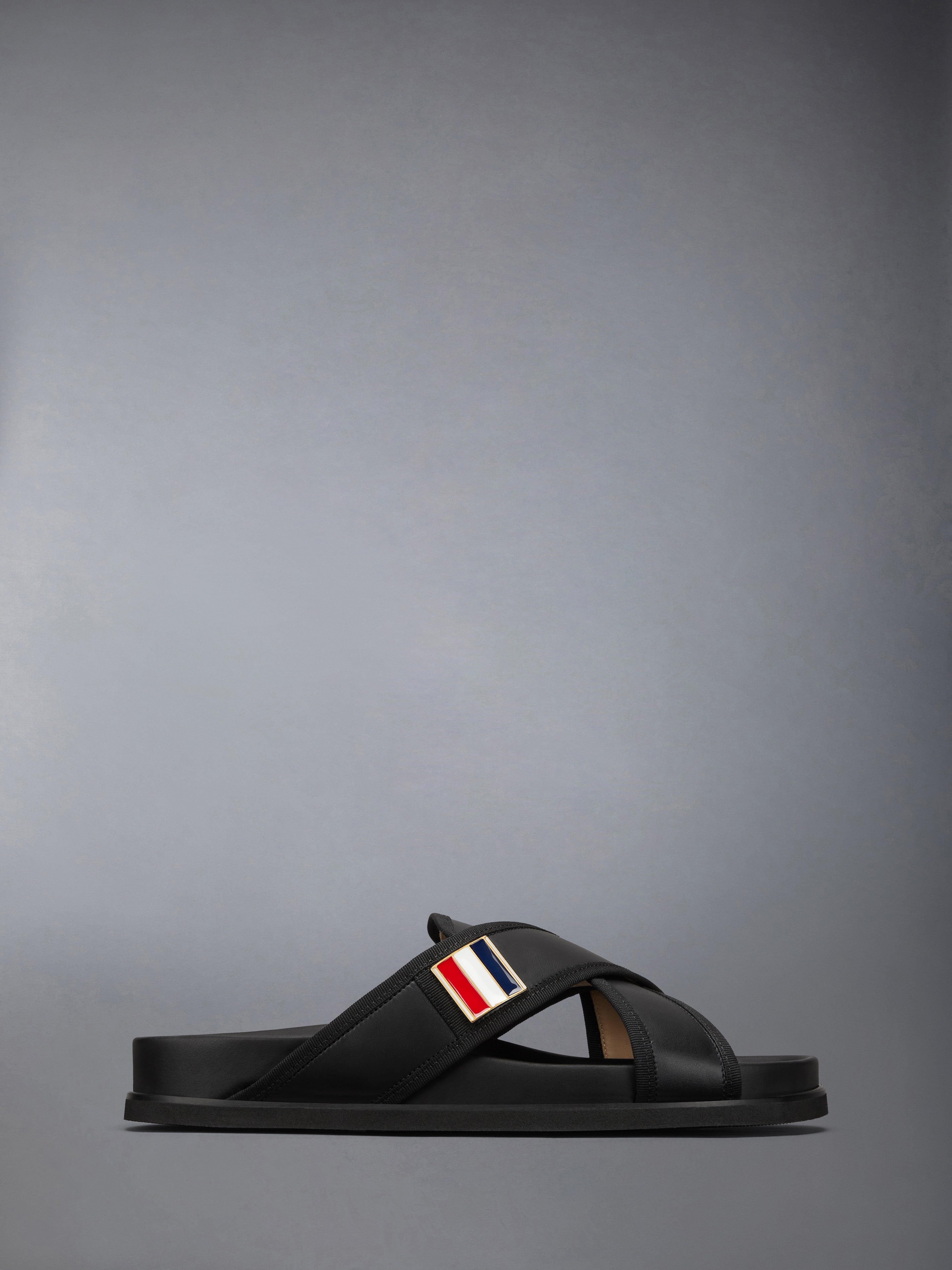 【送料&関税込】Thom Browne Heeled Sandal Thom Browne CRISS CROSS LOAFER SANDAL W/ RWB ENAMEL PLAQUE