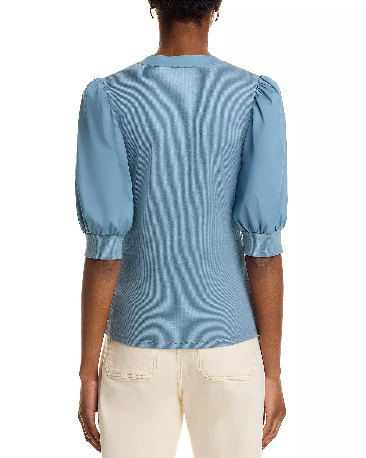 Coralee Mixed Media Puff Sleeve Top - 3