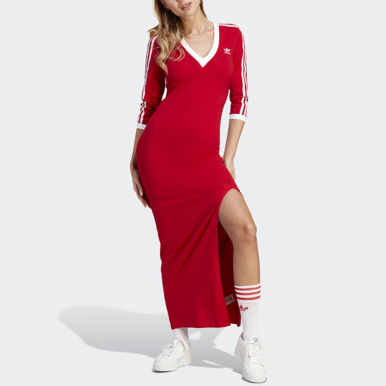 (WMNS) adidas originals Adicolor Classics 3-Stripes Maxi Dress 'Red' II0750 - 2