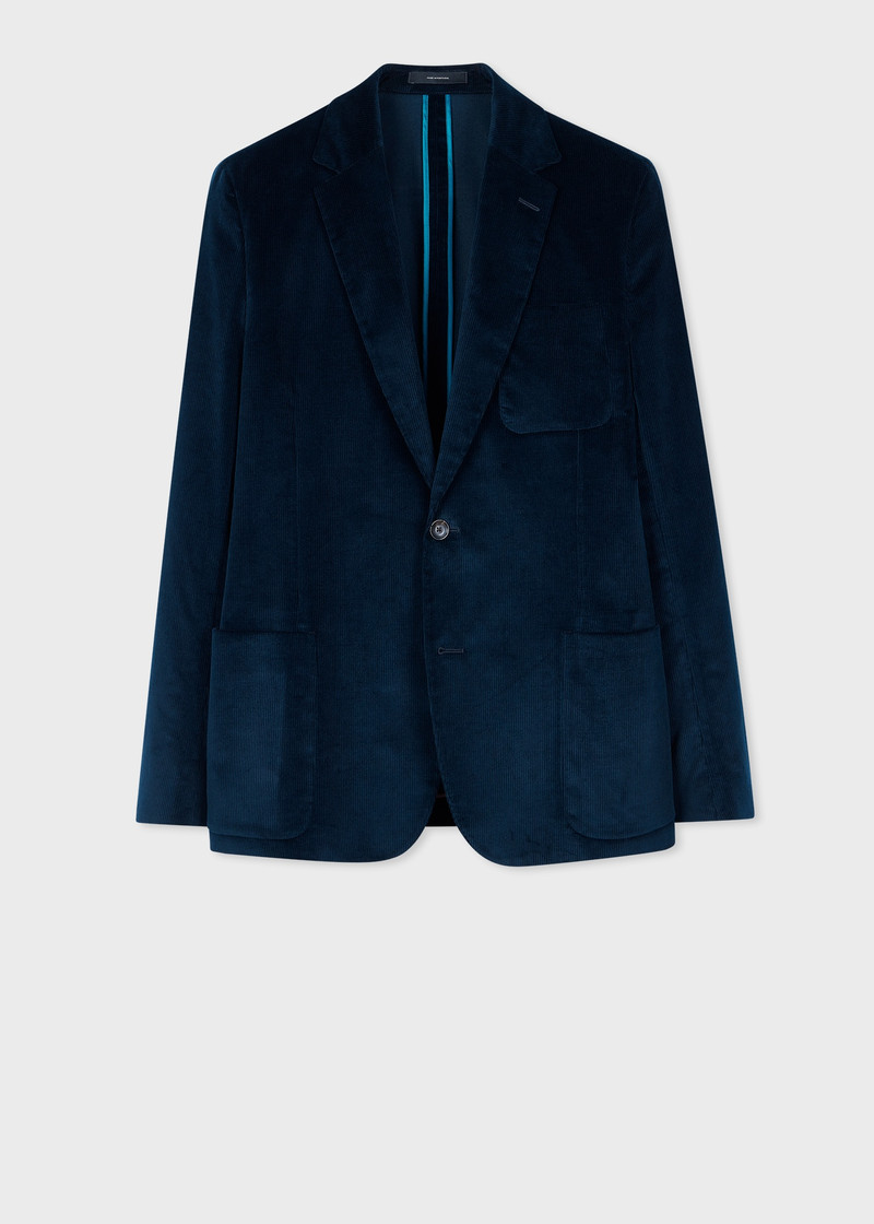 Navy Cotton-Blend Corduroy Unlined Blazer 1