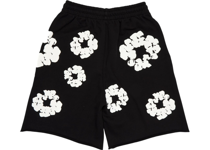DENIM TEARS Denim Tears The Cotton Wreath Shorts Black outlook