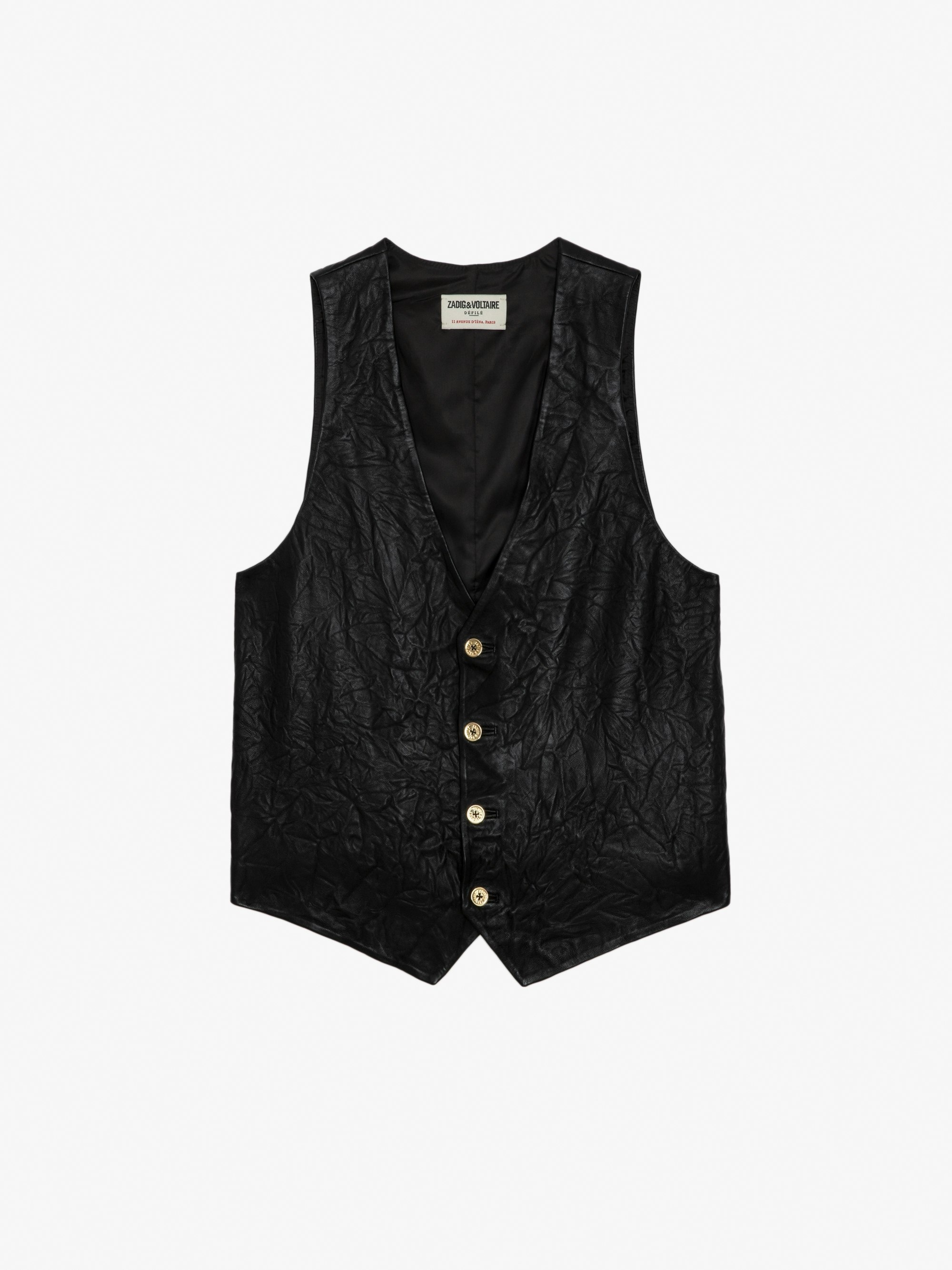Emilie Crinkled Leather Waistcoat - 1
