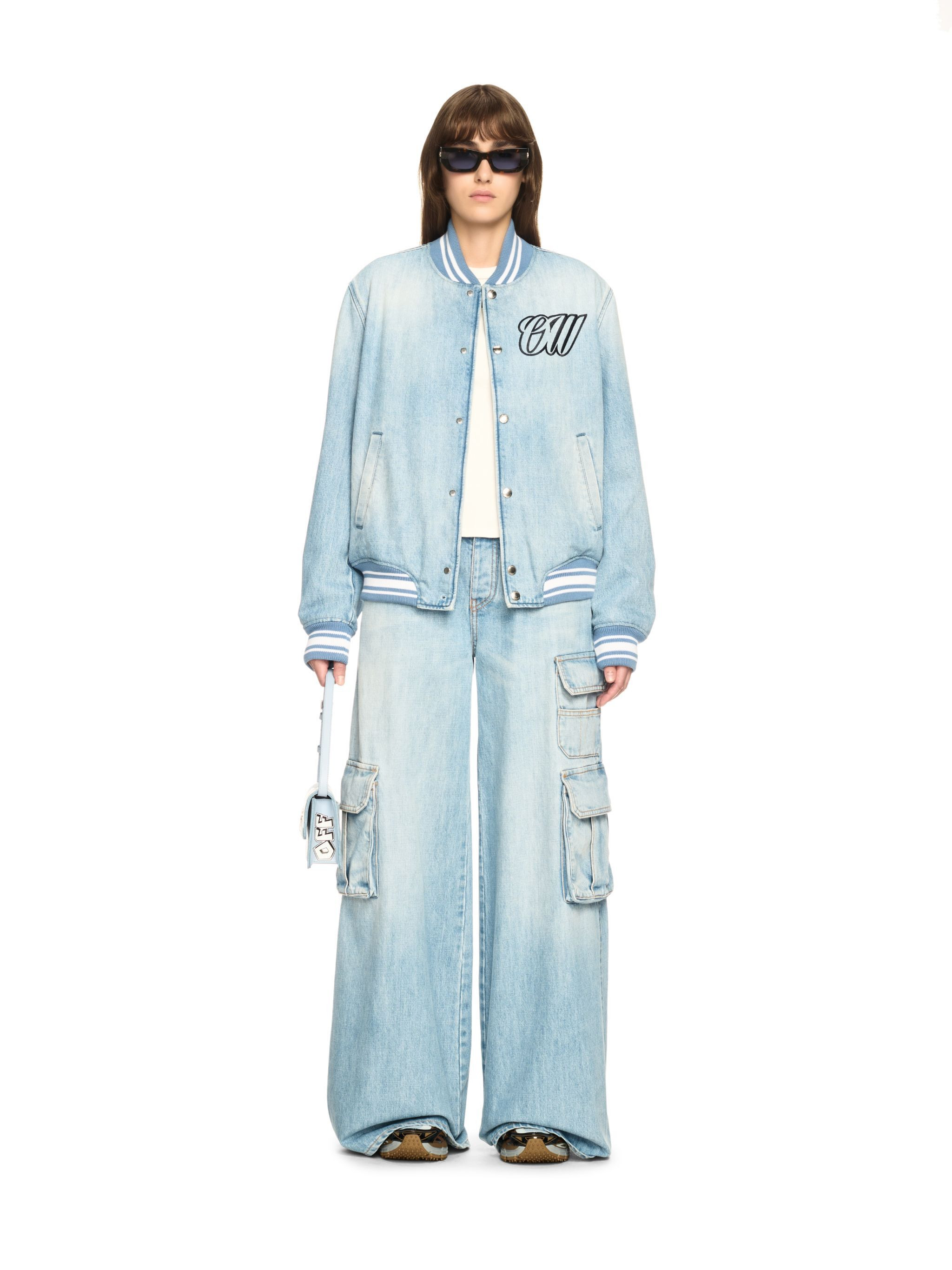 Light Blue Denim Wide-leg Cargo Pants - 2