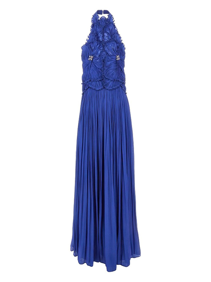 pleated halter-neck maxi dress 1