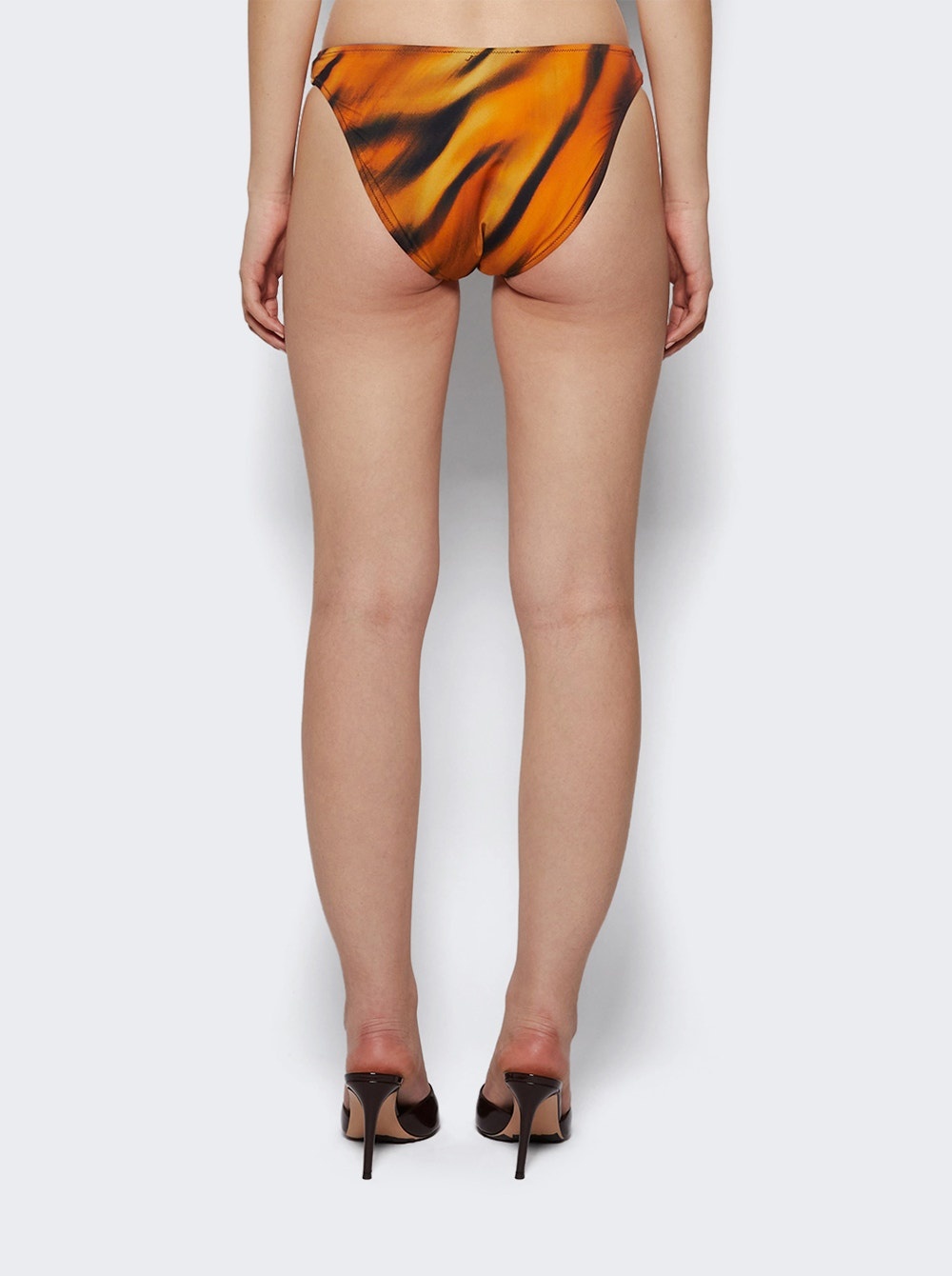 X Roberto Cavalli Dipped Mid Coverage Bikini Bottom Tiger Face Print - 4