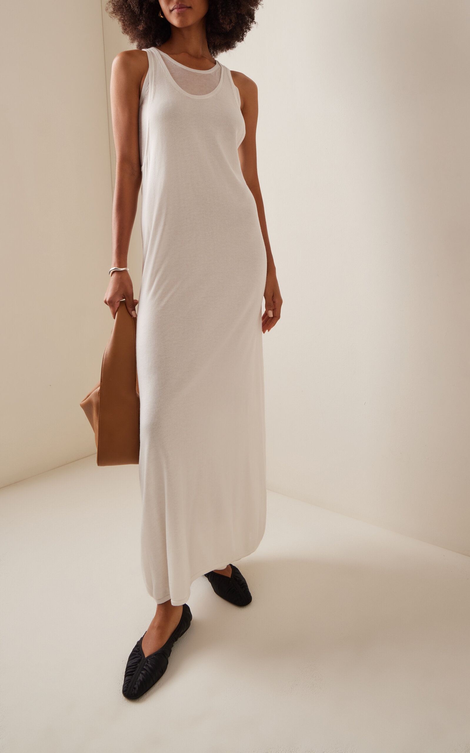 Layered Knit Lyocell-Cashmere Maxi Dress ivory - 3