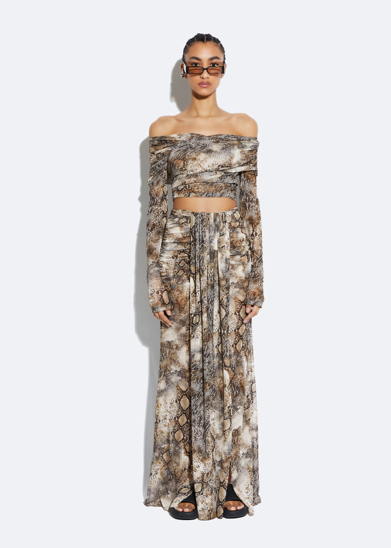 LAPOINTE Snake Mesh Draped Skirt outlook