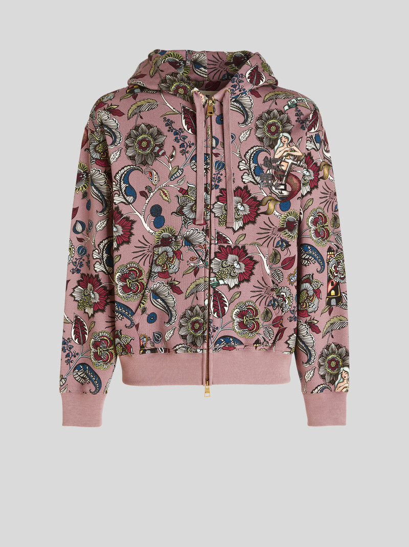 HOODED SWEATSHIRT WITH FLOWERS AND MERMAIDS 1