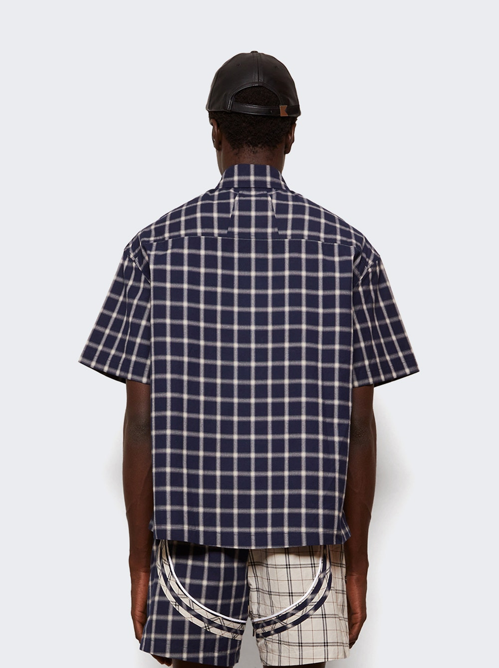 Center Logo Button Up Shirt Navy And White - 4