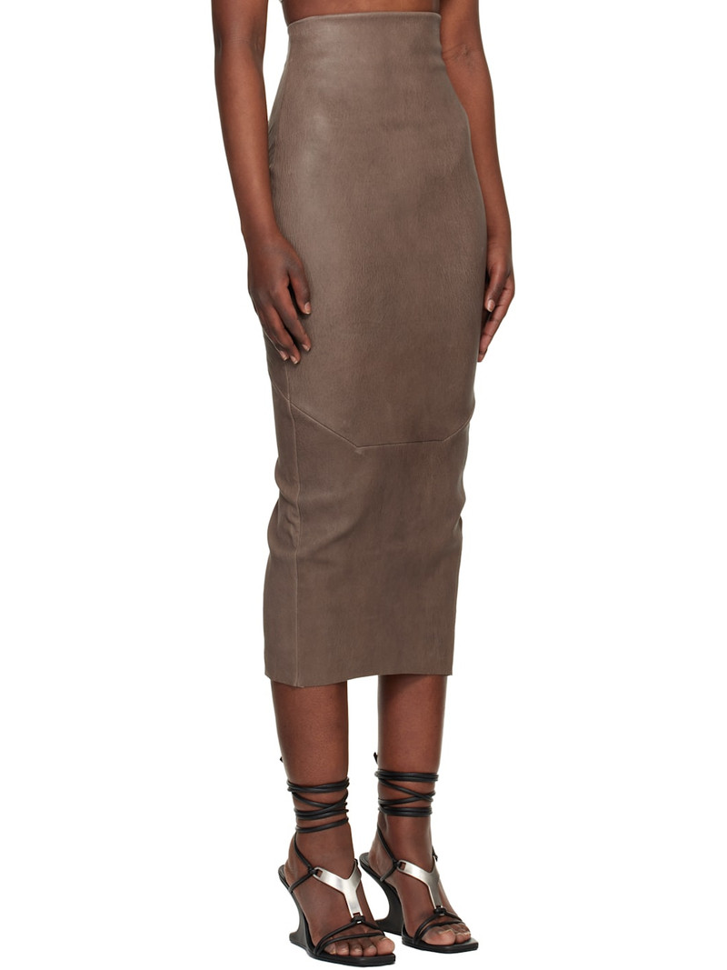 Gray Temple Dirt Pilla Leather Midi Skirt 2