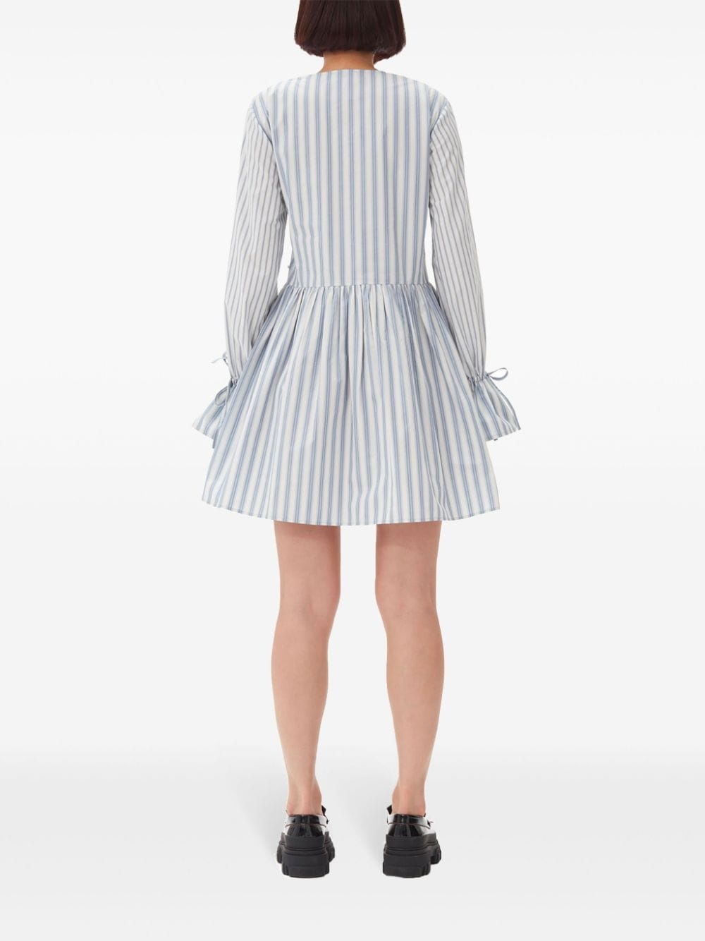 stripe-print cotton mini wrap dress - 4