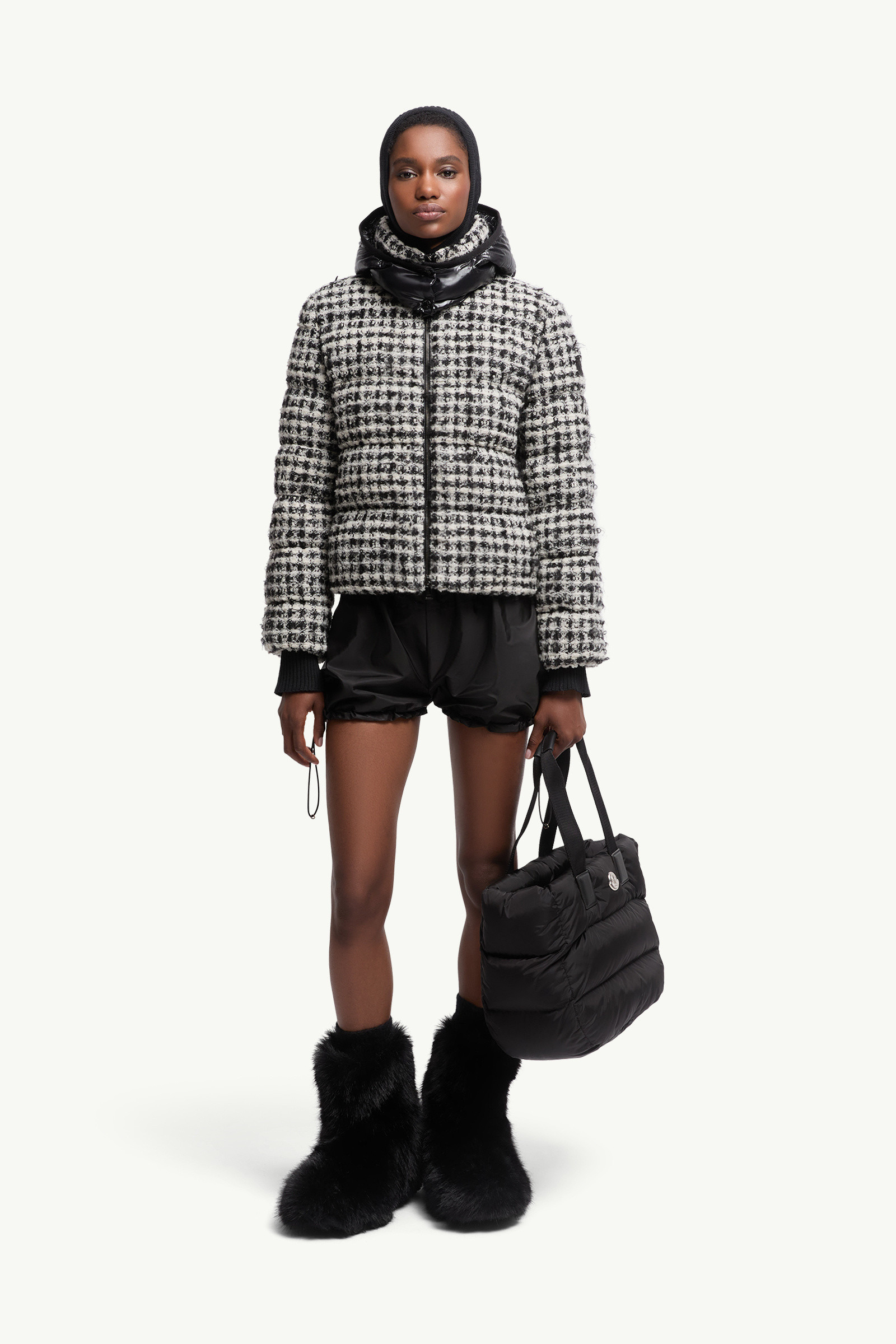 Andronne Tweed Hooded Short Down Jacket - 2