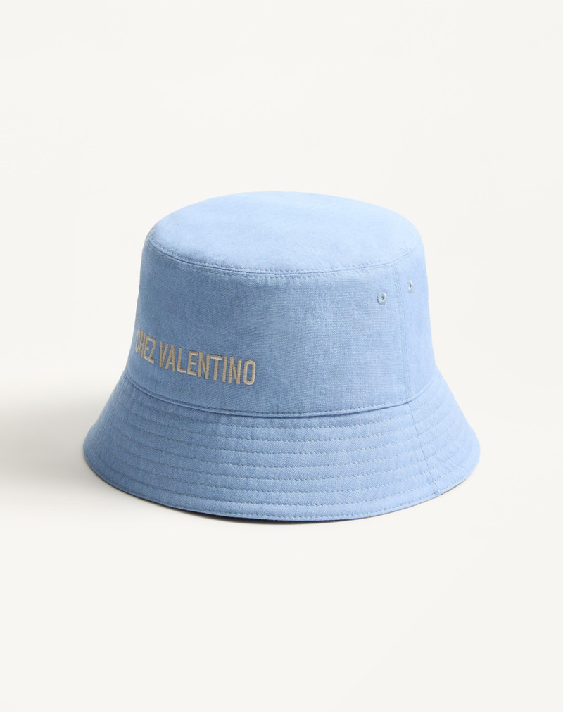 CHEZ VALENTINO DENIM BUCKET HAT WITH EMBROIDERY 3