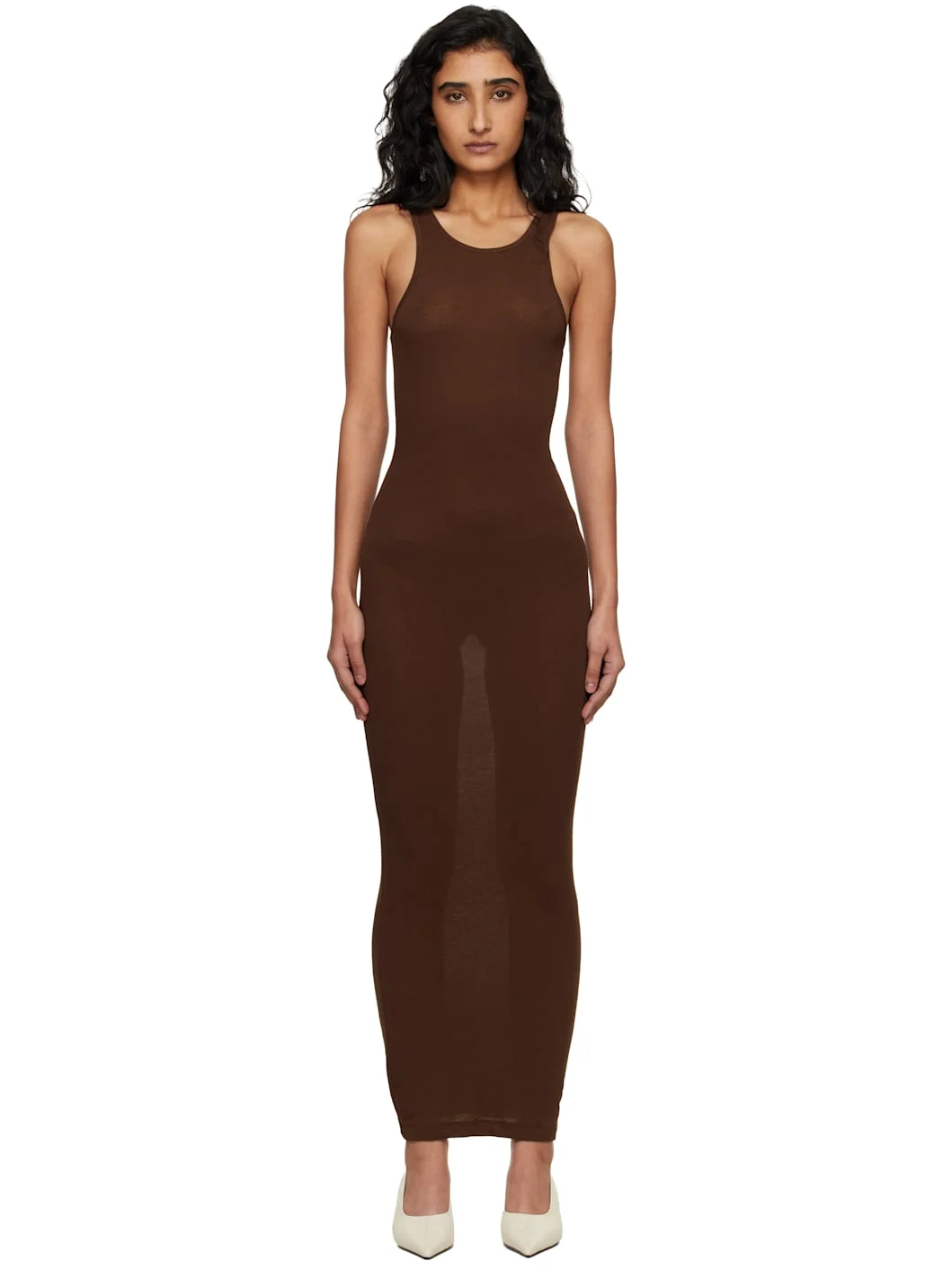 Brown Muscle Tank Midi Dress - 1