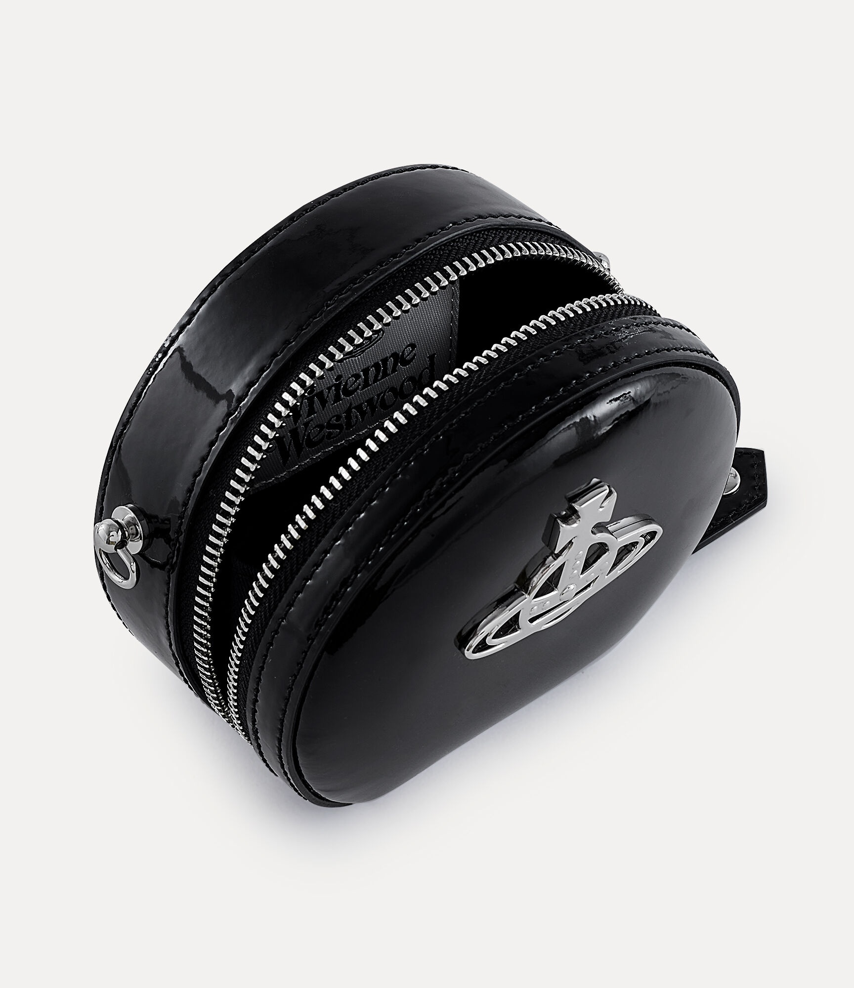 SHINY PATENT MINI ROUND CROSSBODY BAG - 3