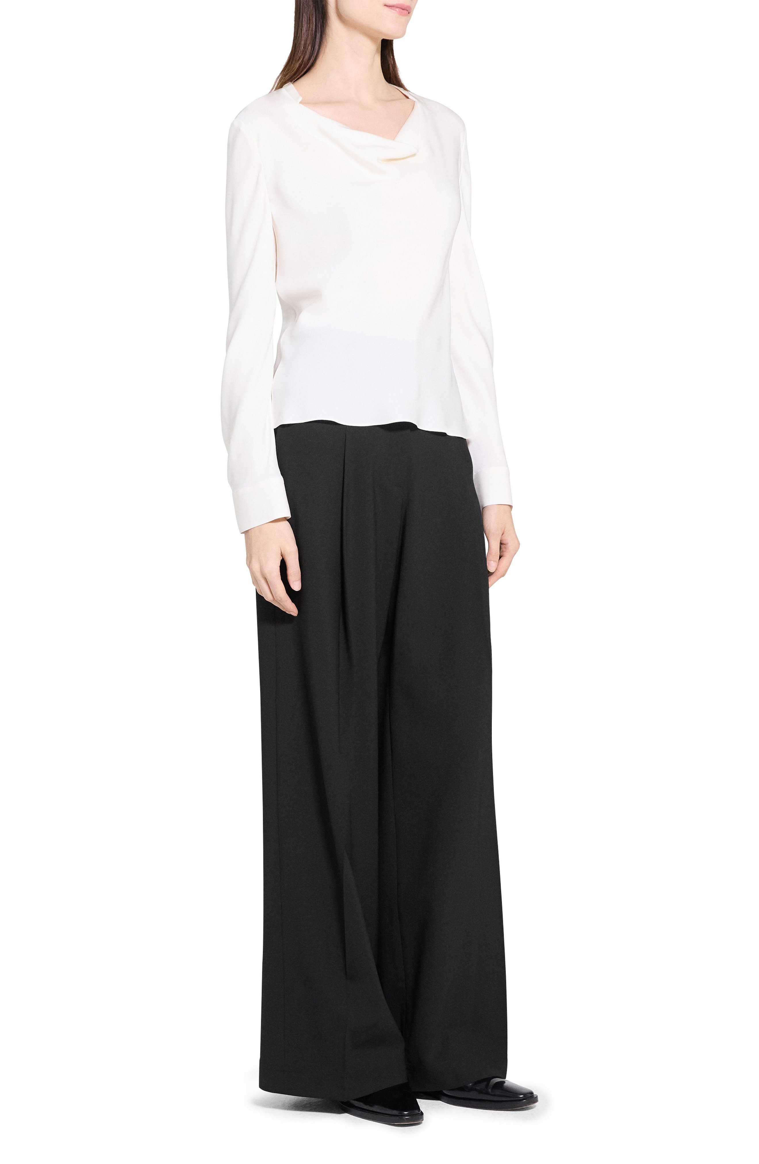 Theory Cowl Neck Silk Top in Ivory at Nordstrom - 7