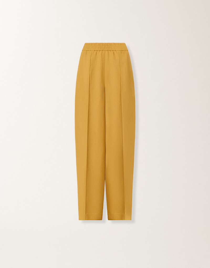 Fluid linen and viscose trousers in mustard 1