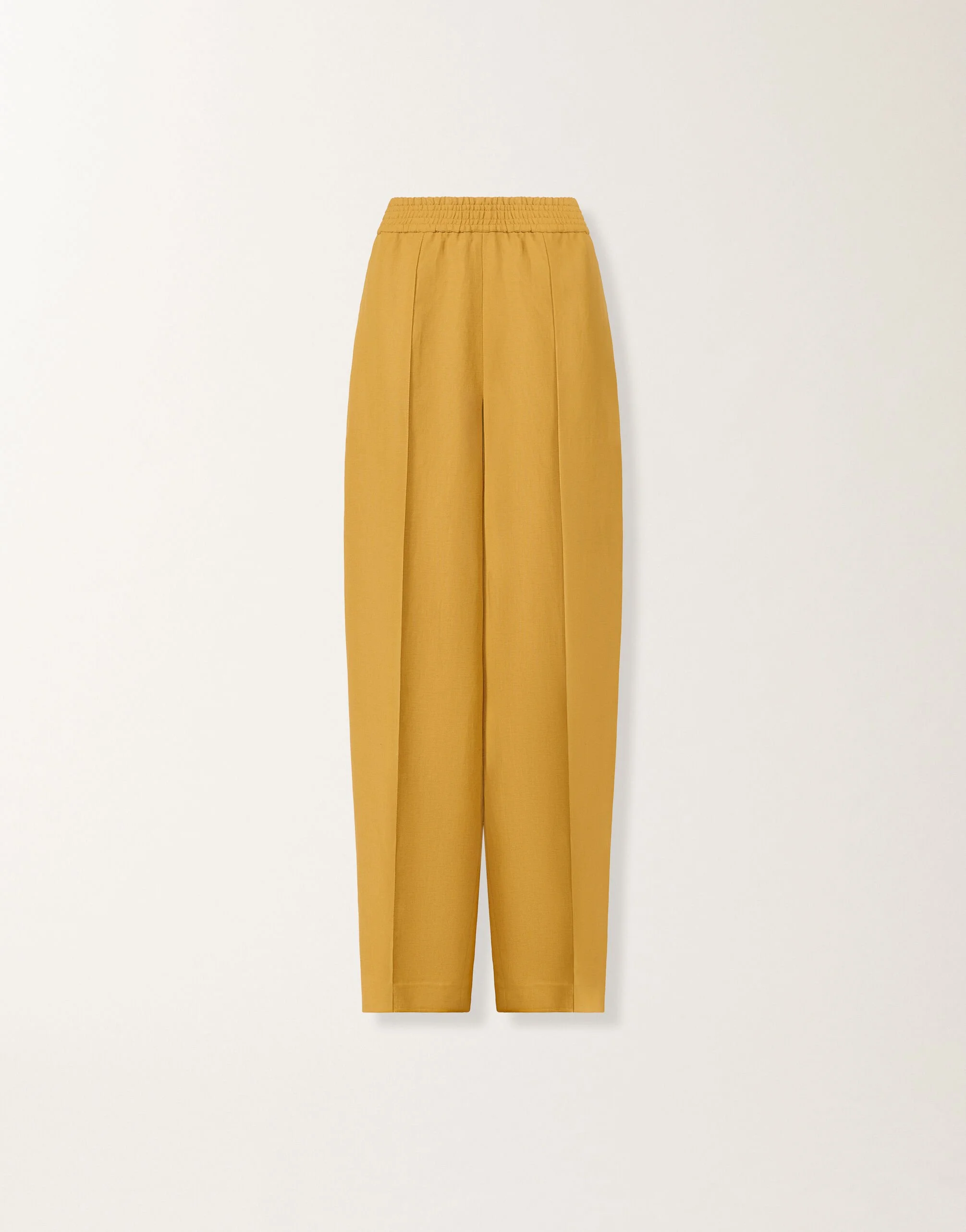 Fluid linen and viscose trousers in mustard - 1