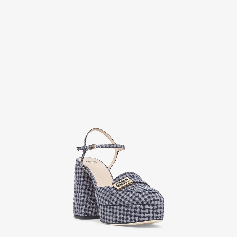 FENDI Gray check fabric Promenade loafers outlook