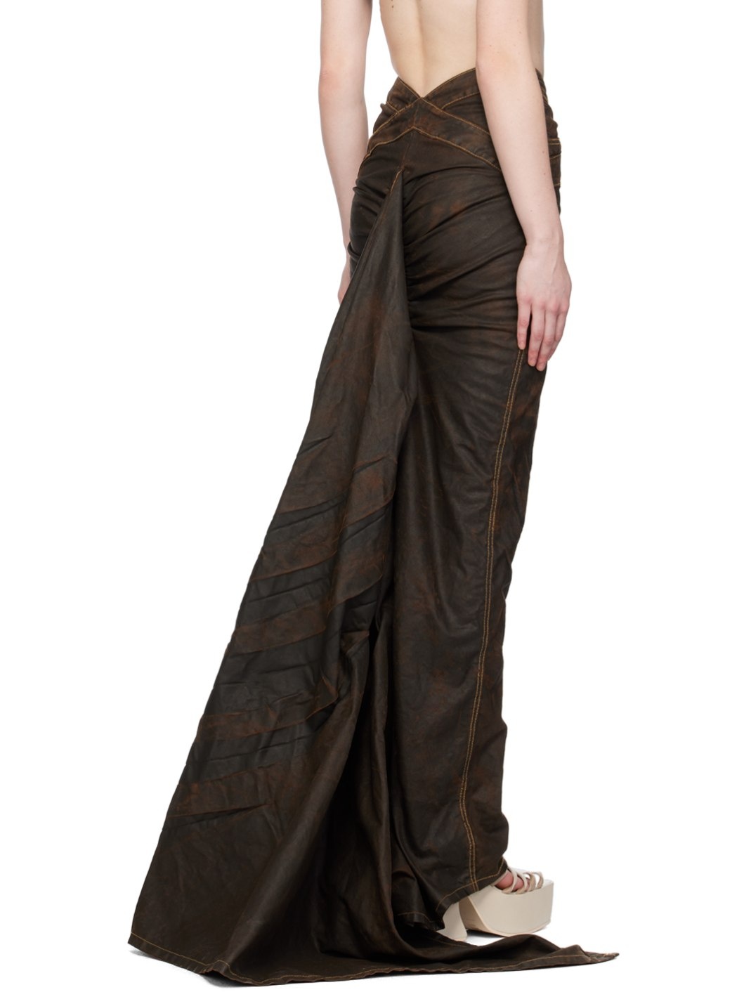 SSENSE Exclusive Brown Denim Maxi Skirt - 3