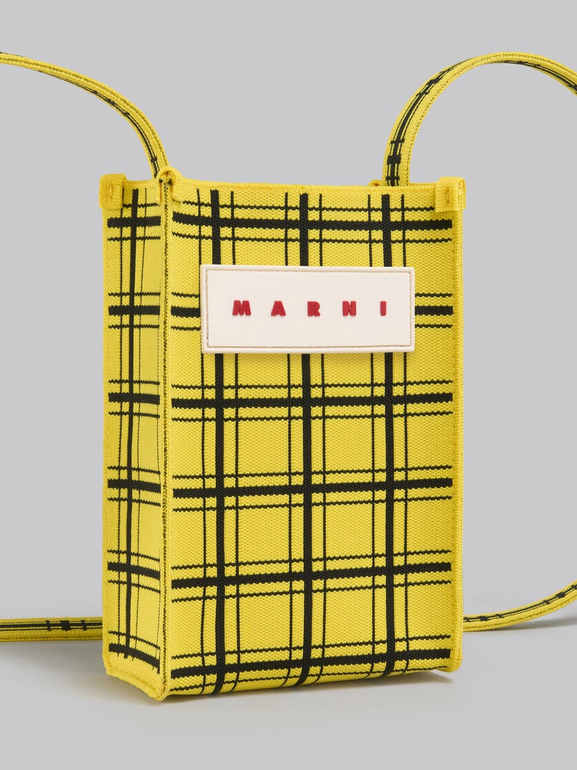 YELLOW AND BLACK JACQUARD CHECK MINI SHOULDER BAG - 5