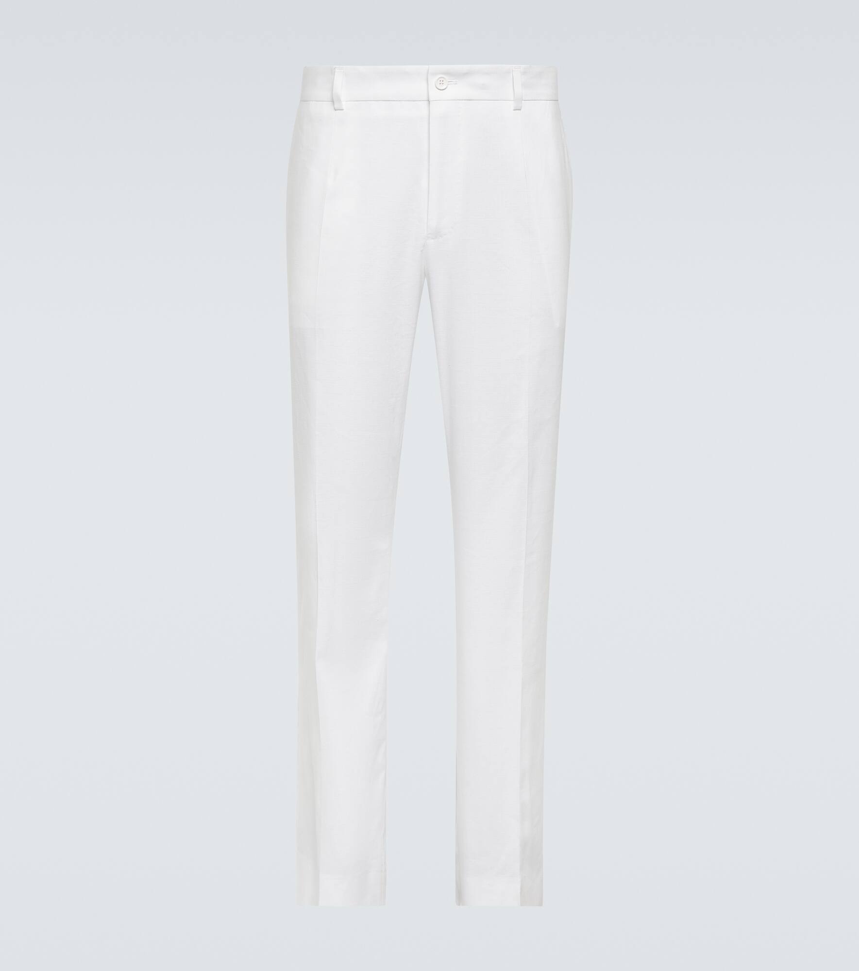 Linen-blend straight pants - 1