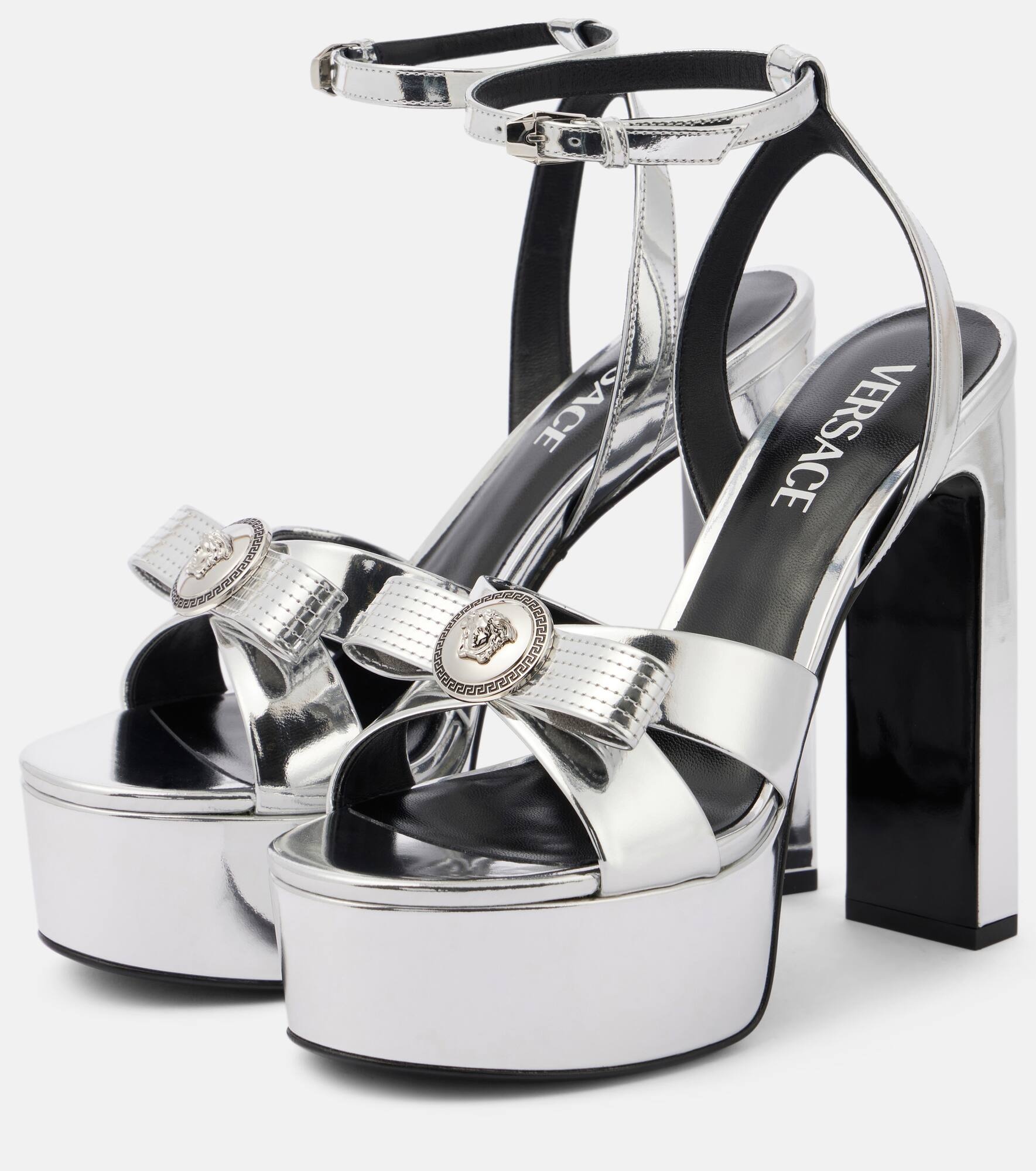 Gianni Ribbon 140 metallic leather sandals - 4