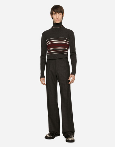Dolce & Gabbana Wool turtle-neck sweater with contrasting stripes outlook