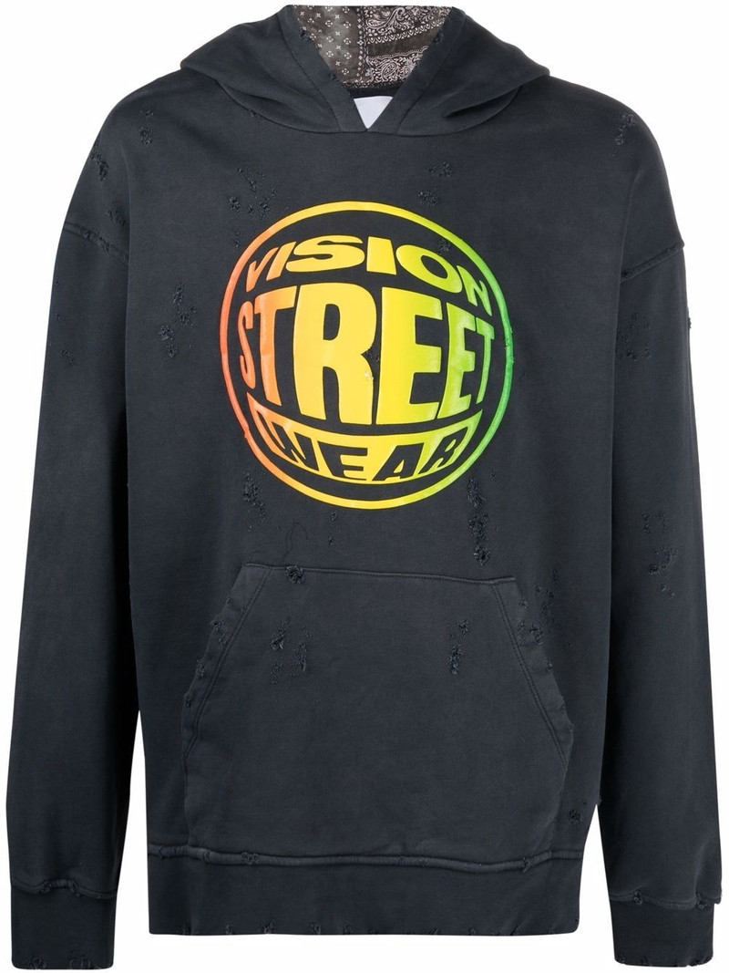ripped-detail hoodie 1