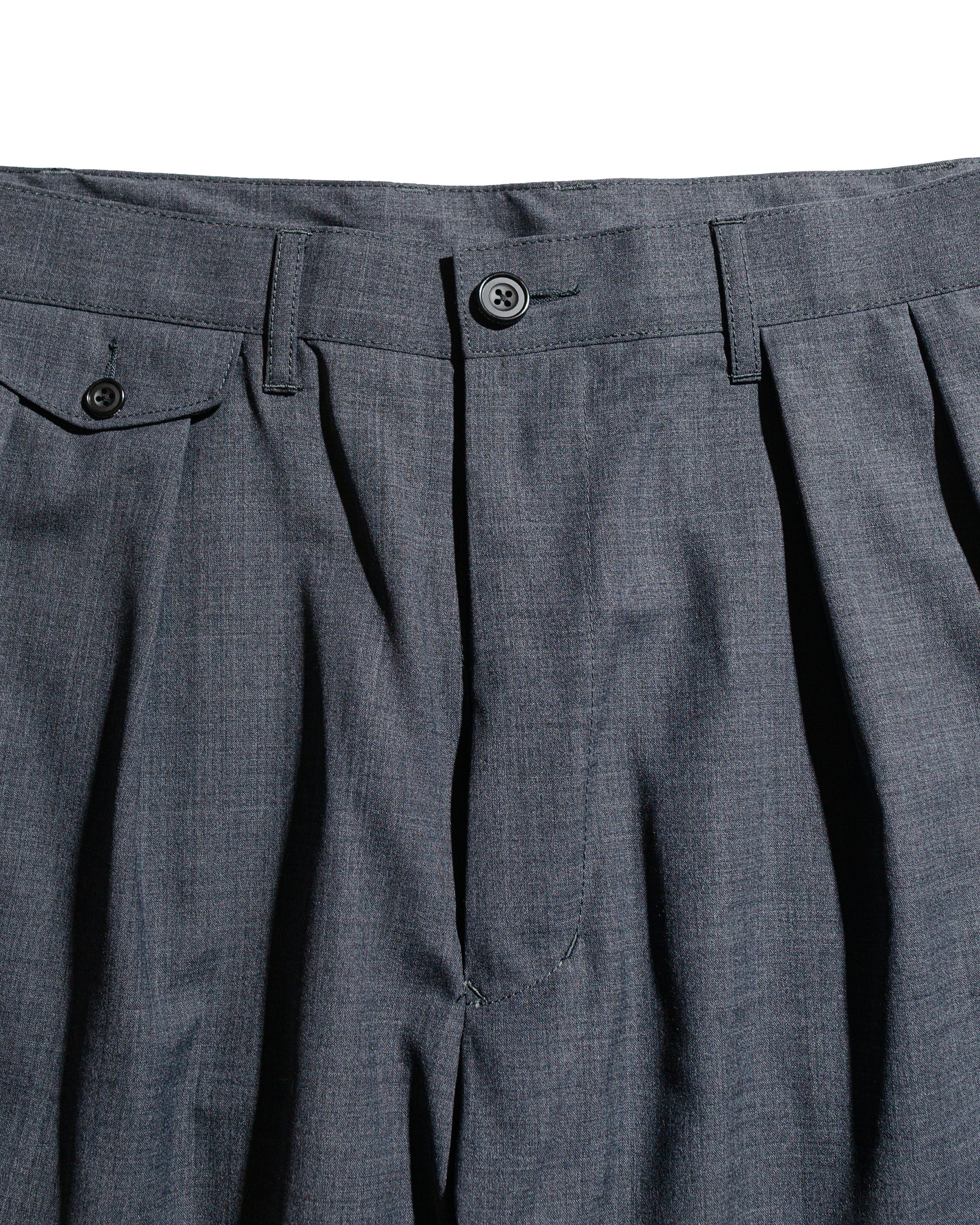 2Pleats Shorts Wool Tropical Charcoal Grey - 5
