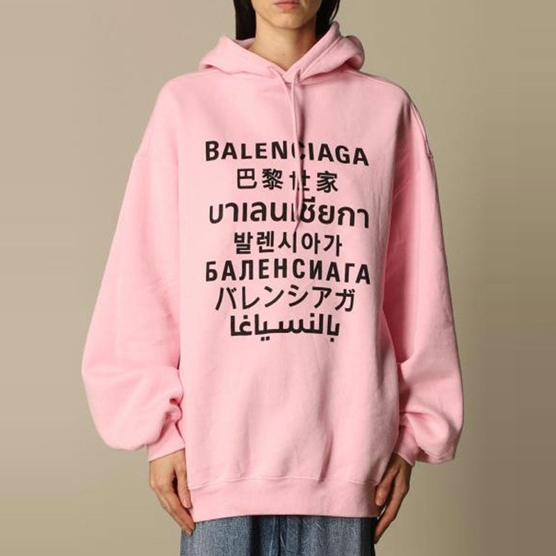 (WMNS) Balenciaga SS21 Printing Hoodie Pink 641529TJVI61401 3