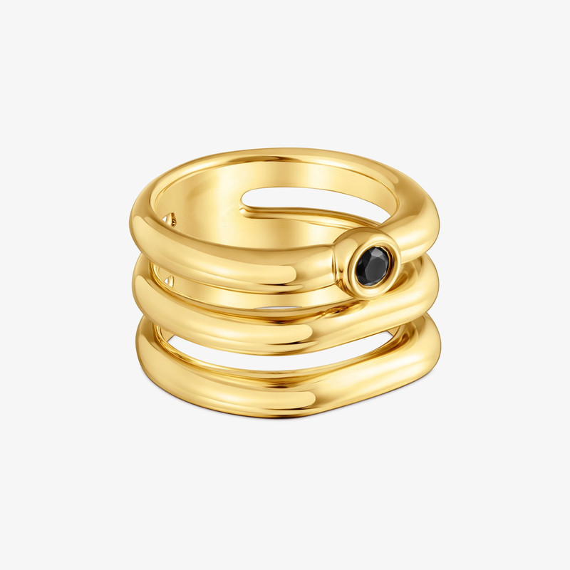 TOUS Triple ring with 18K gold vermeil and black spinel TOUS Line outlook