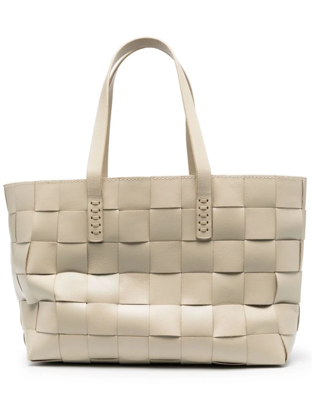woven leather tote bag - 1