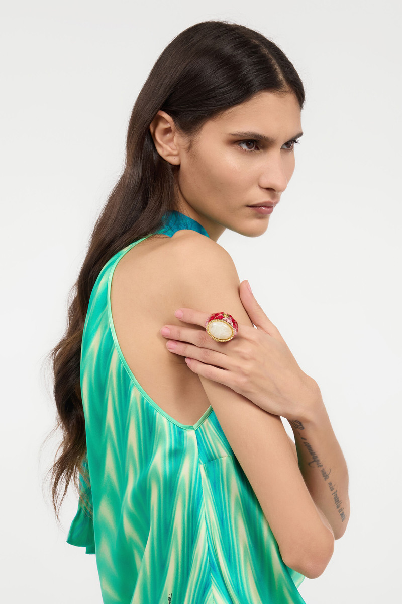 Roberto Cavalli Cocktail Ring With Scales And Gem outlook