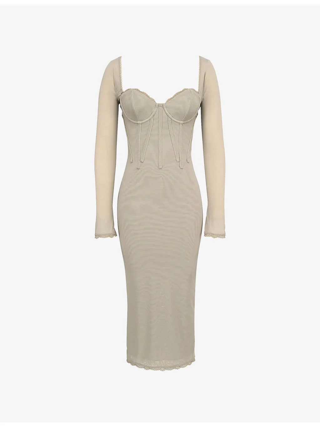 Saisha Long-Sleeve Lace Midi Dress - 1