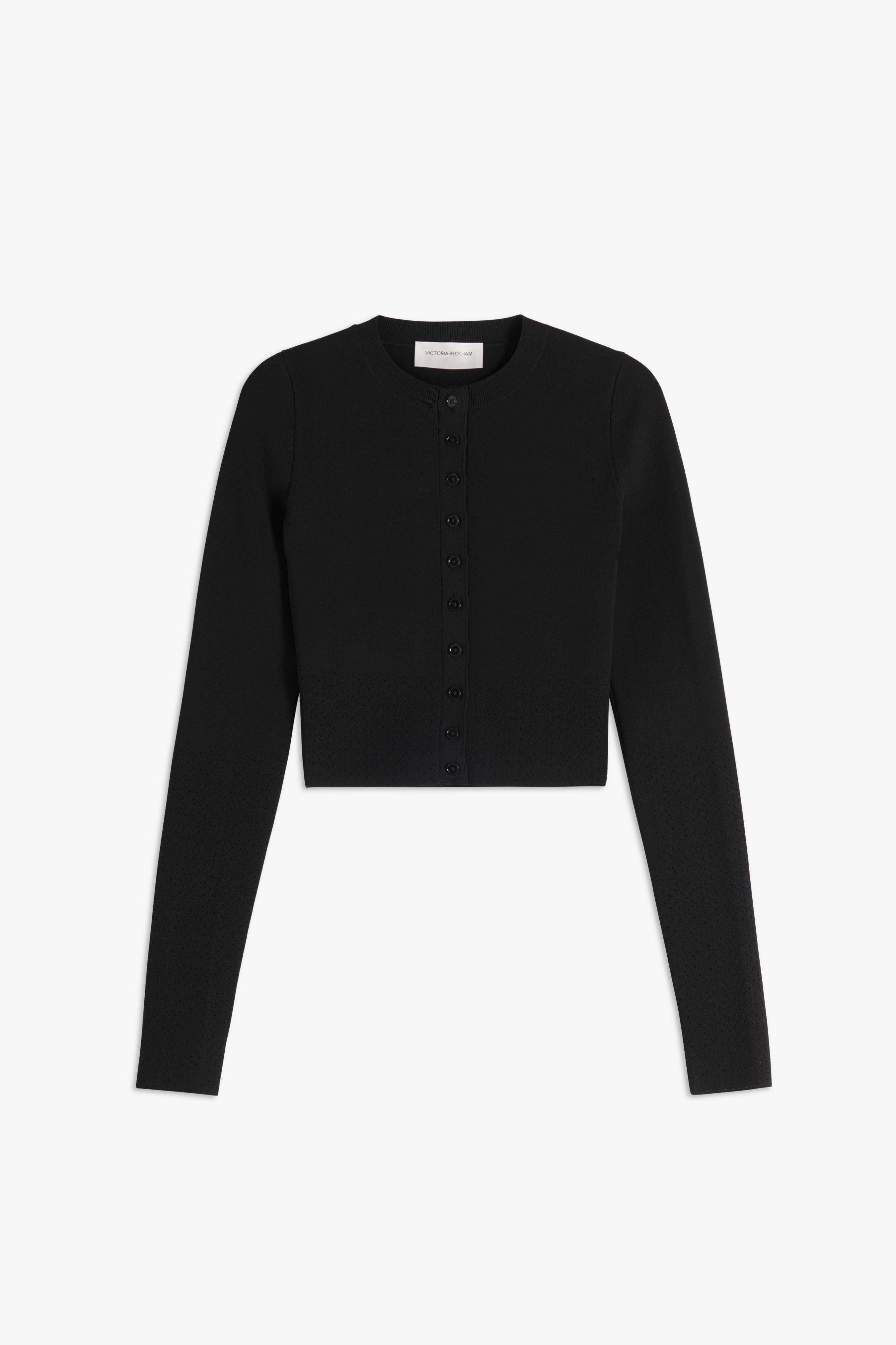 VB Body Cropped Fitted Cardigan in Black - 1