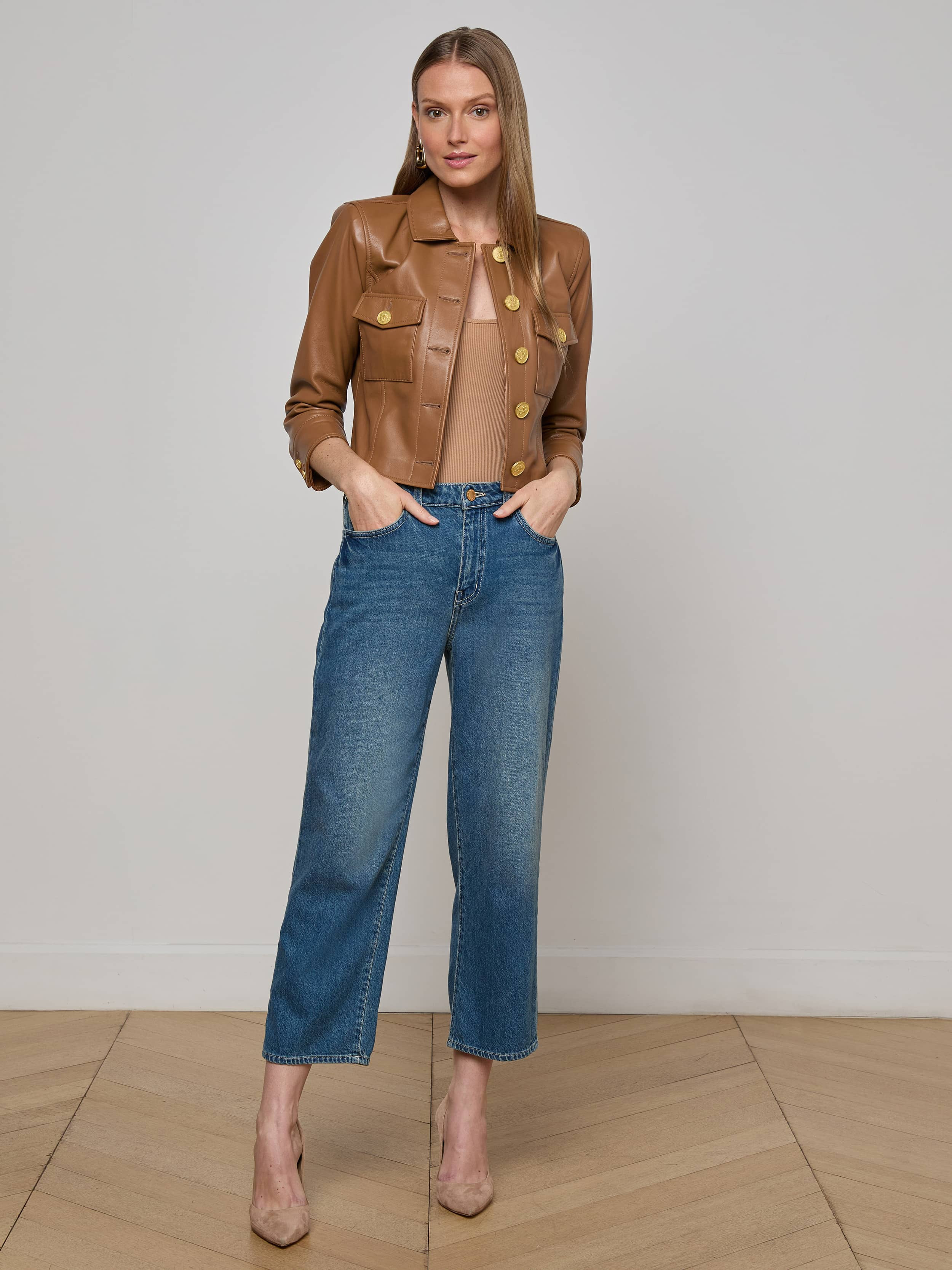 Kumi Cropped Leather Jacket - 5