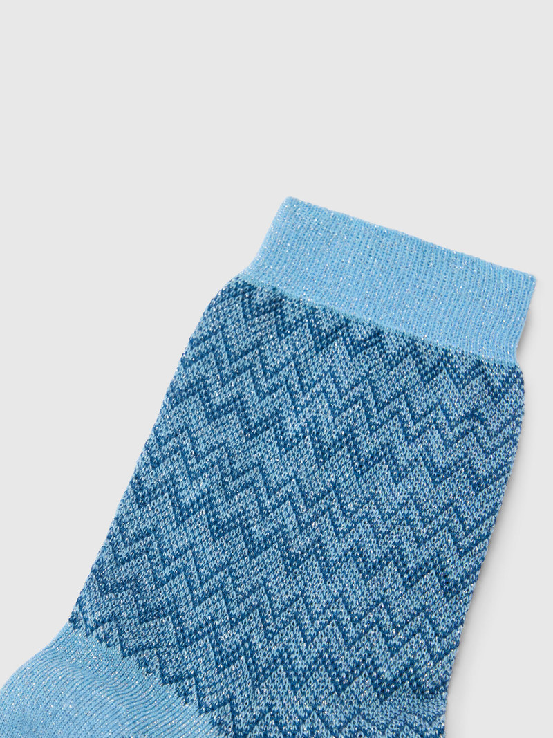 Short lamé knit socks with zigzag pattern 3