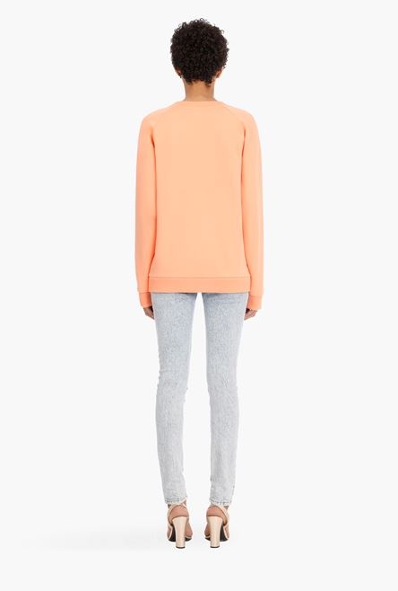 Peach cotton sweatshirt with white Balmain logo - 3