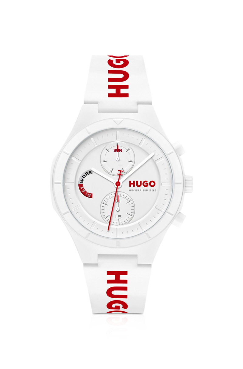 WHITE WATCH WITH SILICONE LOGO STRAP 1