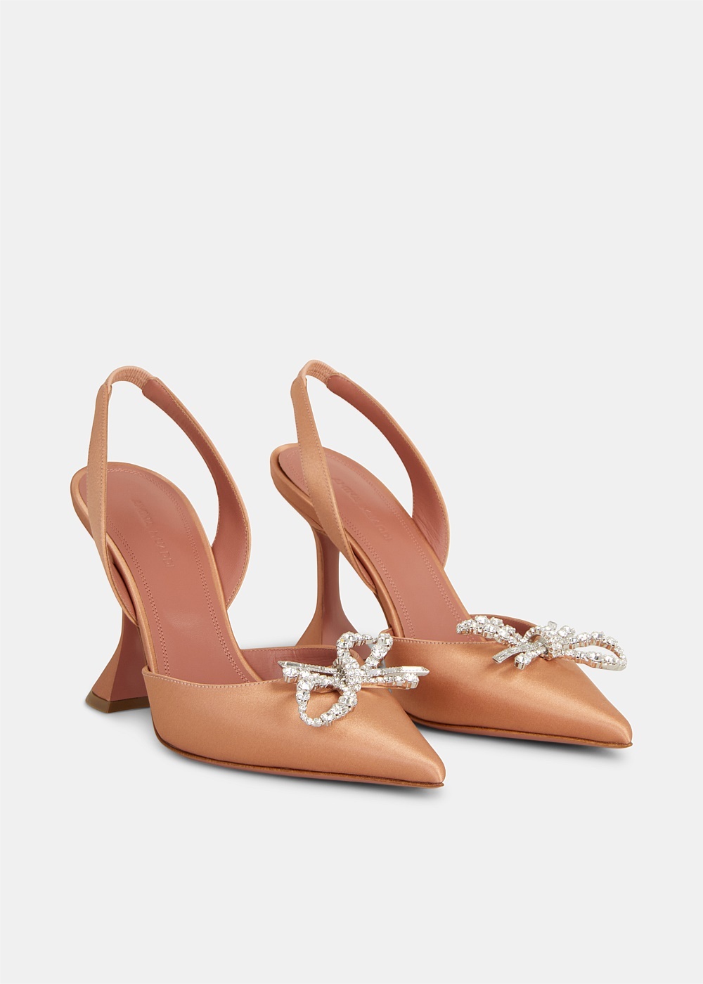 Latte Satin Rosie Slingback Heels - 2